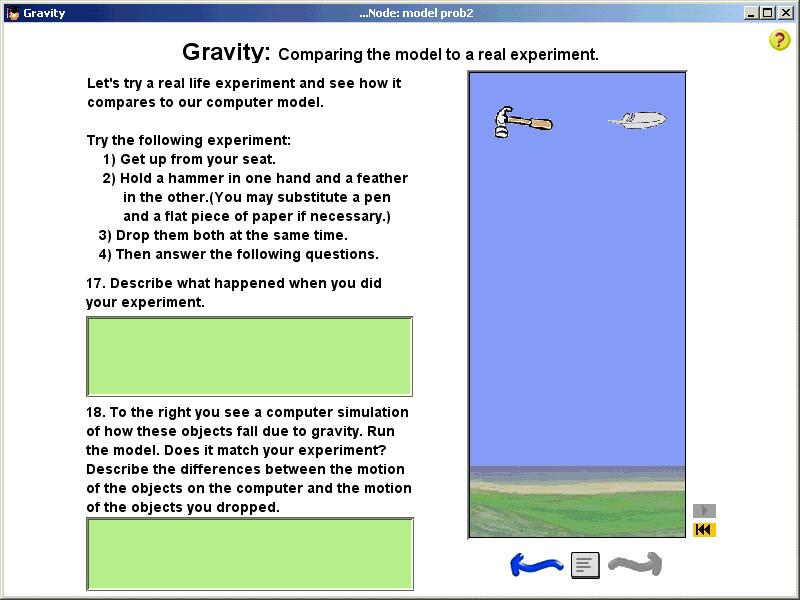 4.3 2) Air Resistance This section asks students to think about how computer models of gravity are
