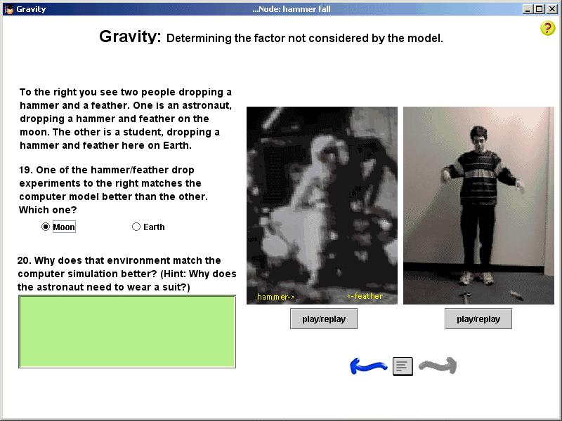 For example, so far in the activity, students have been investigating the force of gravity while