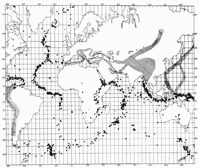 Earthquake Distribution As early as the 1920s, scientists noted that earthquakes are concentrated in very specific narrow zones.