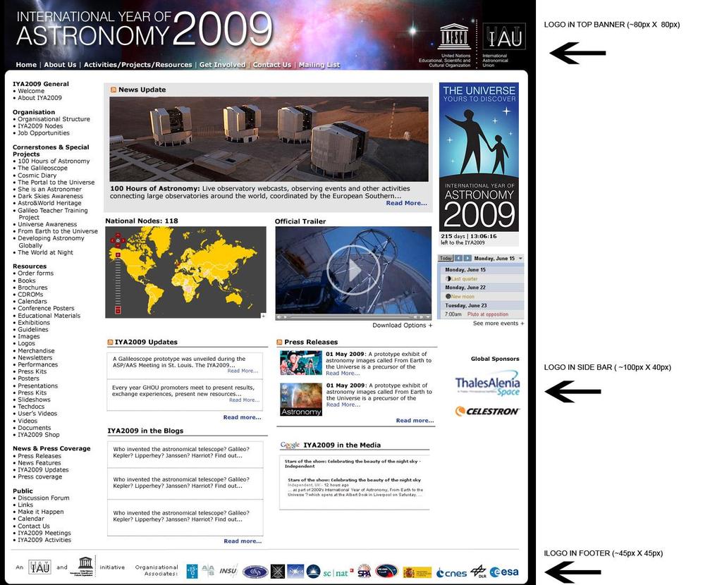 Description of IYA2009 partnership opportunities 1. Official IYA2009 website www.astronomy2009.