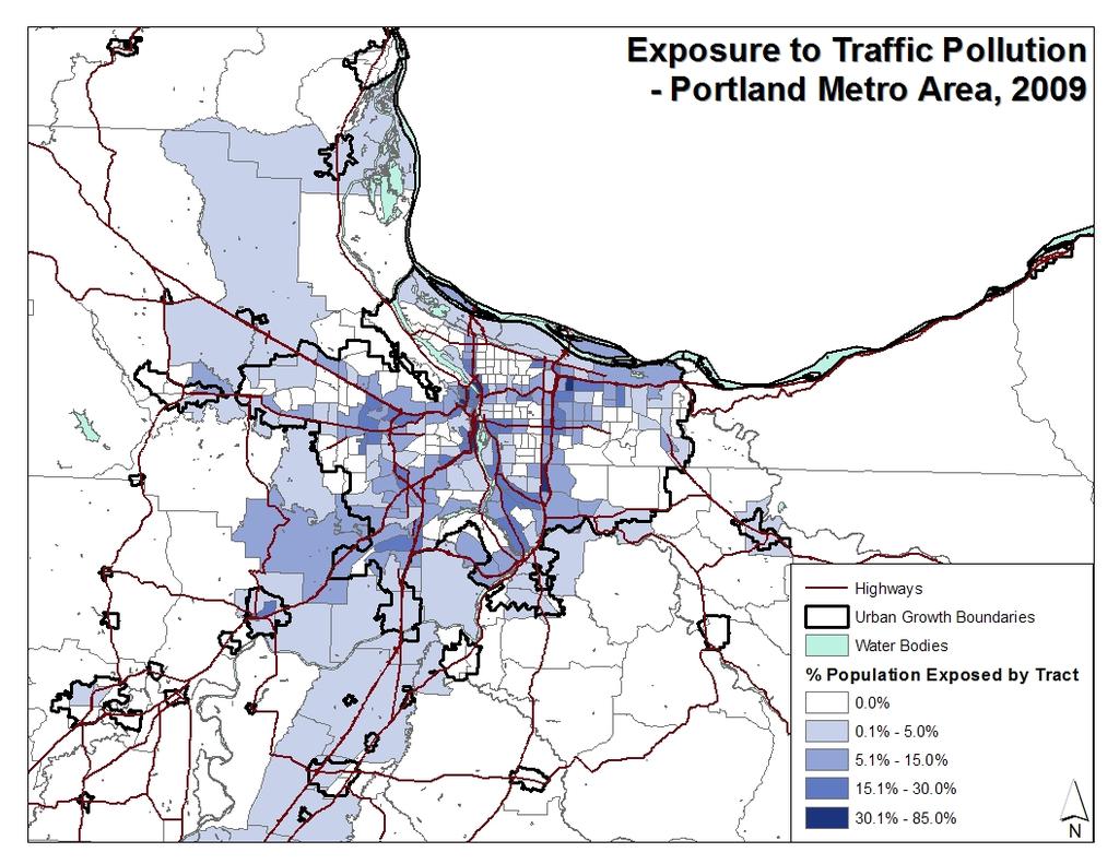 Indicator: Roadway air pollution exposure Domain: Air quality Measure: % of population within 500