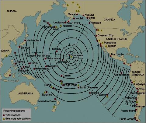 Tsunami Warning Regions with a high tsunami risk typically use tsunami warning systems to warn the population before the wave reaches land: The Pacific Tsunami Warning System is based in Honolulu,