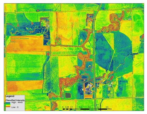 Future Work - LiDAR Intensity Potential use of LiDAR Intensity to distinguish tillage practices Intensity measures the strength of the return pulses (not