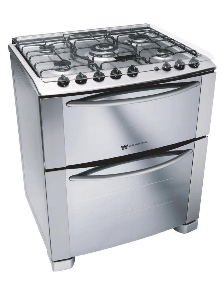 Gas Cookers WGC576DX3X (220V, 50/60Hz) Stainless Steel Double Oven 1 Large Center Burner Electronic Ignition with 3 Rack Positions