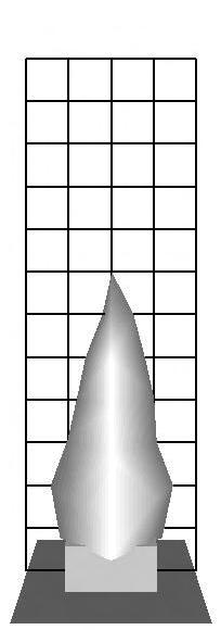 Figure 3 shows the flame sheet from four simulations of a simple 0.4 m by 0.4 m propane sand burner set to 160 kw. The only difference between each is the grid resolution. Only the case with a 2.