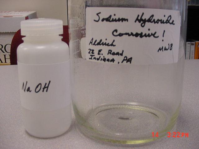 Labeling All chemical containers must be labeled completely. Original manufacturers labels should not be obscured.