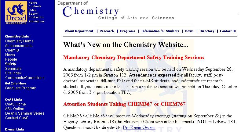 Safety Information Sources Chemistry Department