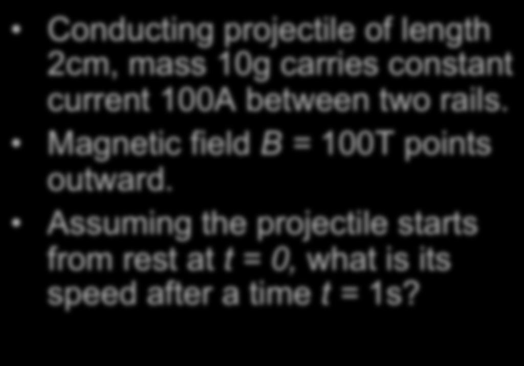 Magnetic field B = 100T points outward.