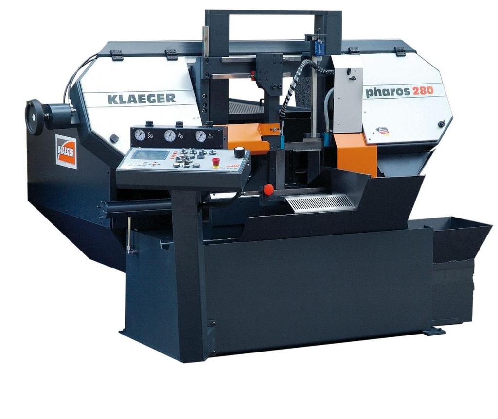 High Capacity Double Pillar Fully Automatic Bandsaw p h a r o s 2 8 0 A high-quality product from German mechanical engineering pharos - a beacon amongst automatic bandsaws Klaeger has been a leading