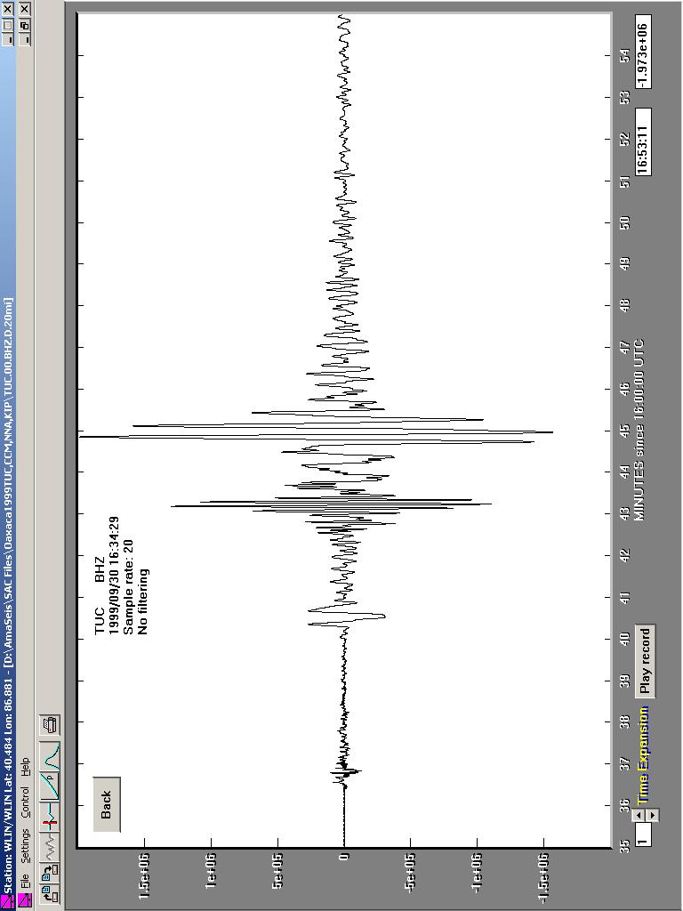 Figure 1. Oaxaca earthquake seismogram recorded at station TUC.