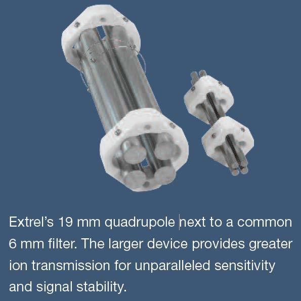 + Extrel 19mm Quadrupole Technology High Ion Transmission= High Sensitivity + High Stability Analysis precision: ±0.