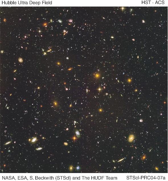 Hubble ultra-deep field Larger field (3.4') due to installation of ACS and one magnitude deeper than HDF.