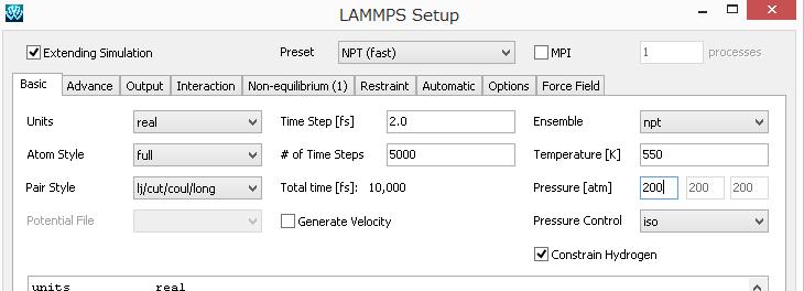 IV. 1. Click MD LAMMPS Keywords Setup. 2.