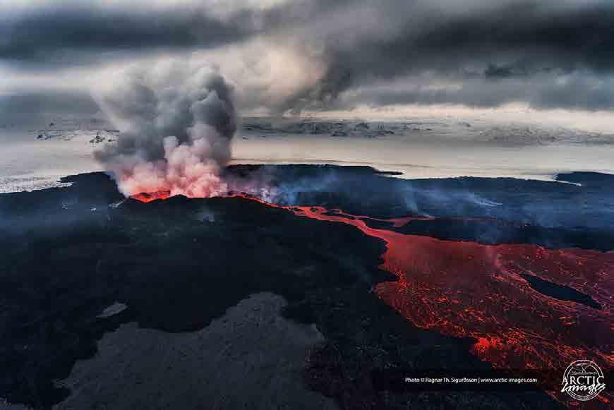 Lava was not erupted from a single central vent, but all the way along a crack in the Earth called a fissure.