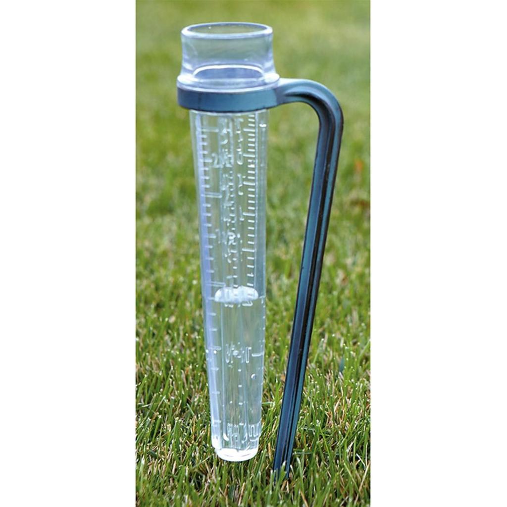For example, if it rained hard all day and you looked at your rain gauge, the level of water might rise to the 1/2 inch mark.