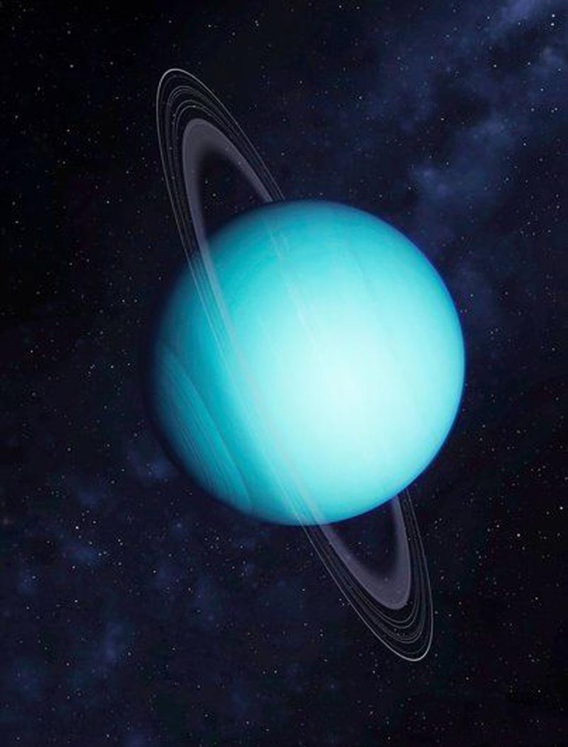 Uranus It has 13 known rings The inner of which are narrow and dark The outer of which are brightly colored It rotates on its side The