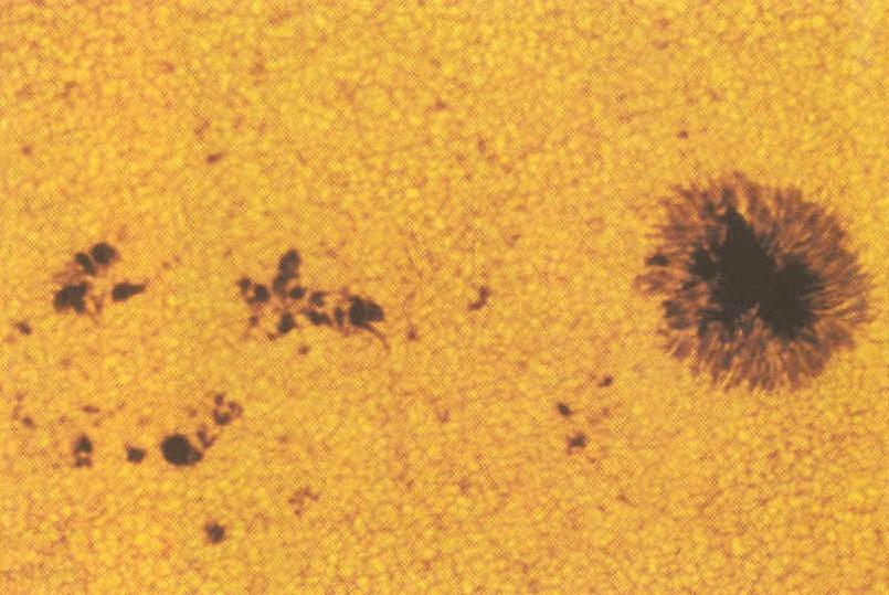 SUNSPOTS Darker (and cooler) regions of sun Strong magnetic fields limit convection Come and go in 11 (really