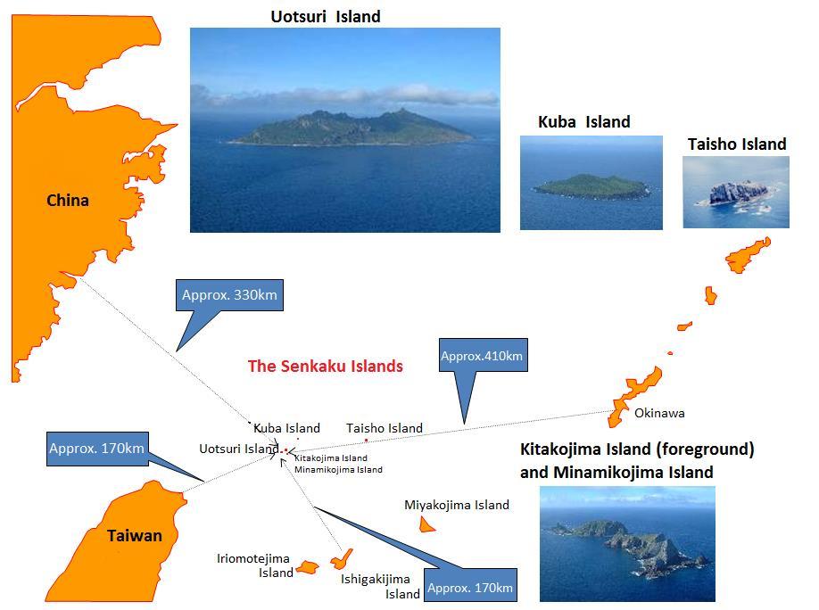 Figure 2: The position of the Senkaku Islands Note: Based on Japan Coast Guard materials One thing to confirm here is the fact that none of this is related in any way to the conditions that define