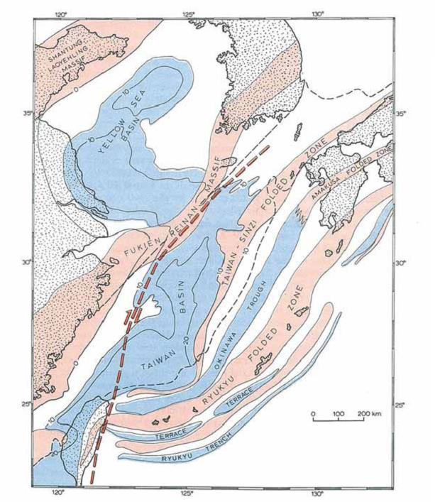 Figure 3: Ridges, troughs, basins, and trenches in the East China Sea Source: ECAFE Committee for Co-ordination of Joint Prospecting for Mineral Resources in Asian Offshore Areas, Geological