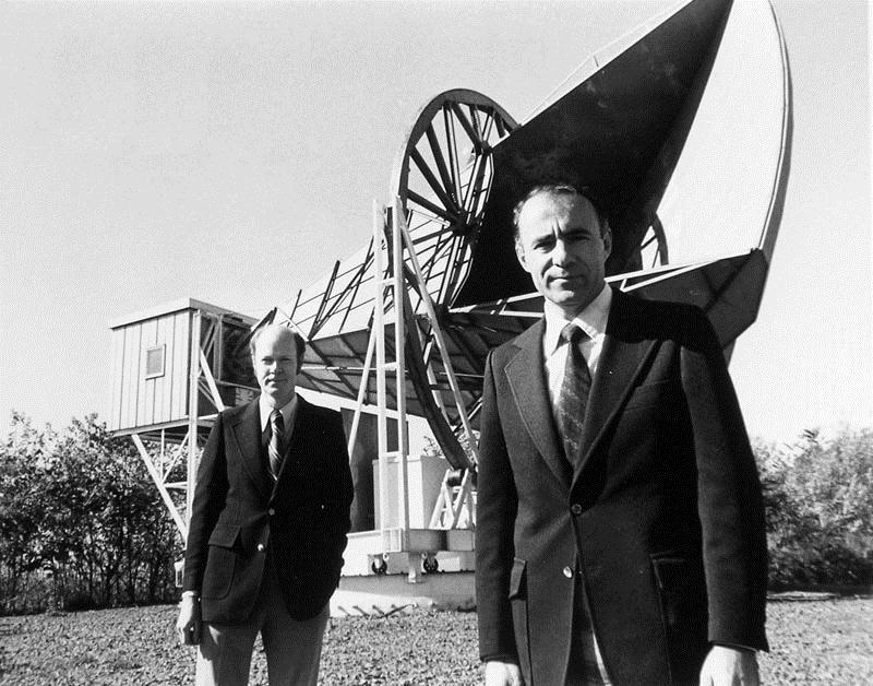 Comparison to Observations In 1964, microwave photons were detected (from all directions in the sky) with this antenna by