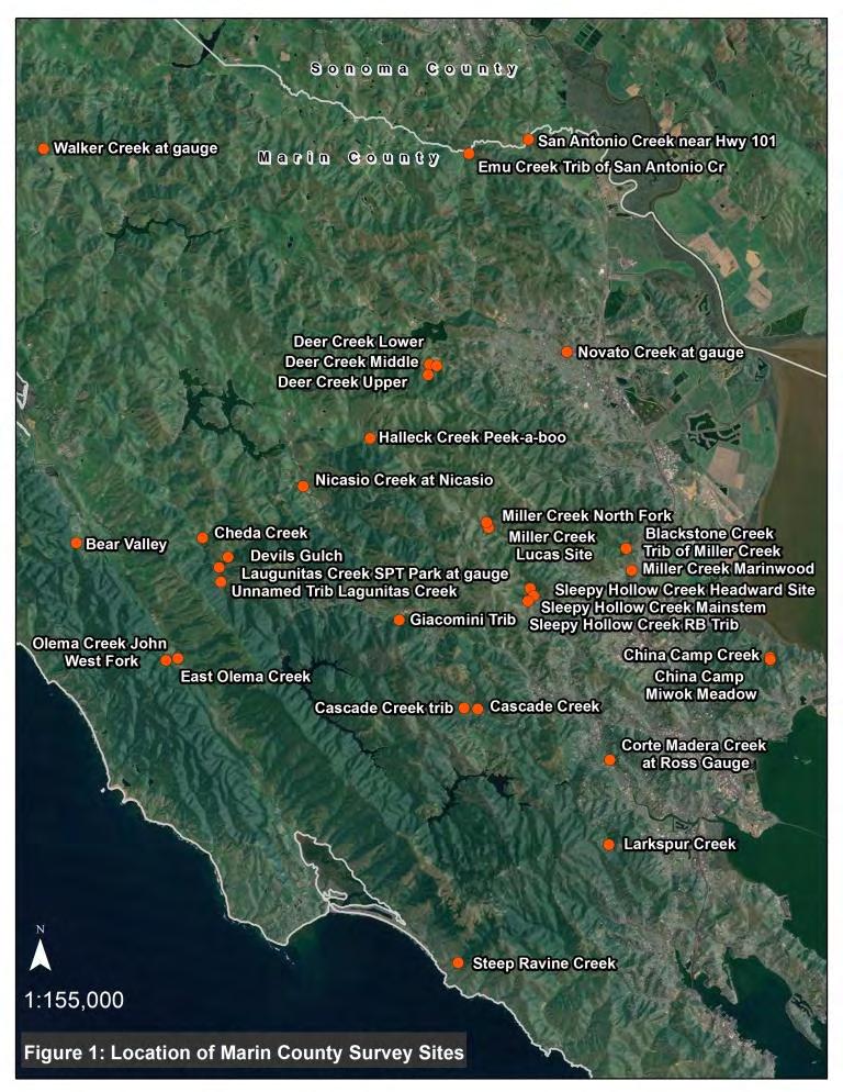 Figure 5: The map shows the locations of Marin County Survey