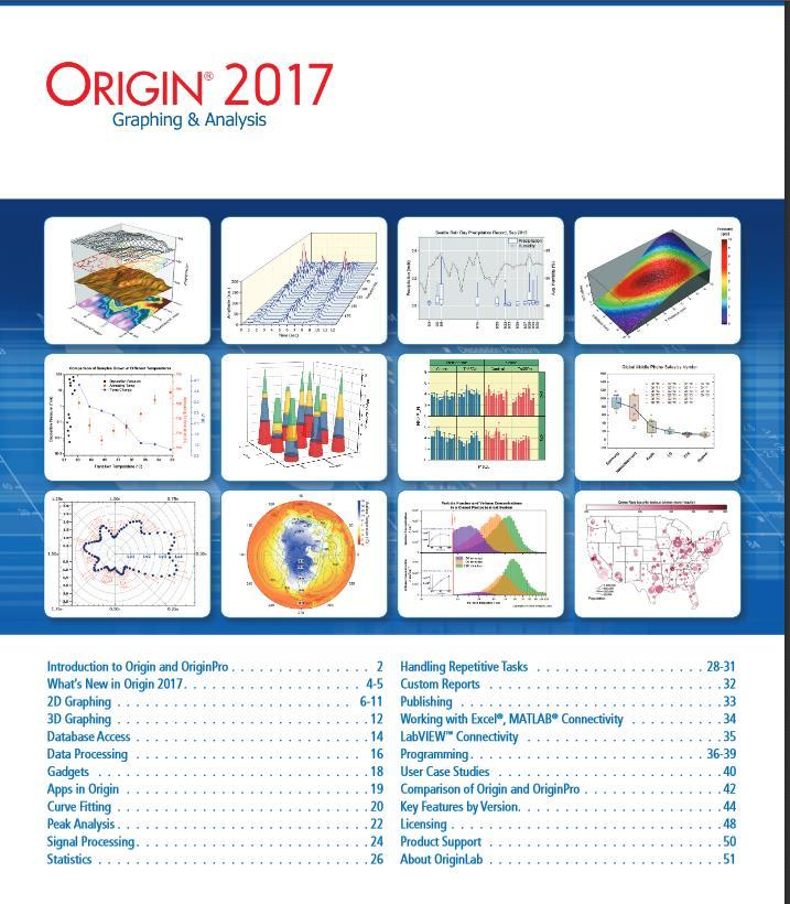 Graphs, graphical software OriginLab has put together a handy multi-page booklet highlighting key features of Origin and