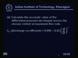 and calculate the accurate value of the differential pressure developed across the chosen