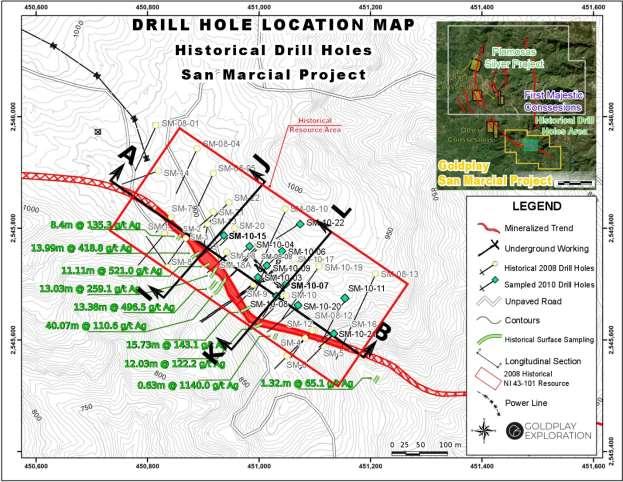 Figure 1: Drill Hole Location Map San Marcial Project Results of drill hole SM-10-07 (Figure 2) have confirmed near surface, wide mineralization of 57.