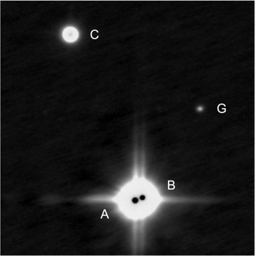 Brightness of G is given as 16.7 mag. The one second image also shows parts of the nebula and several field stars. See text. Figure 5.