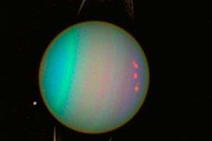 Uranus Uranus is greenish in color because of methane gas present in its atmosphere. Discovered in 1781 by Sir William Hersiel.