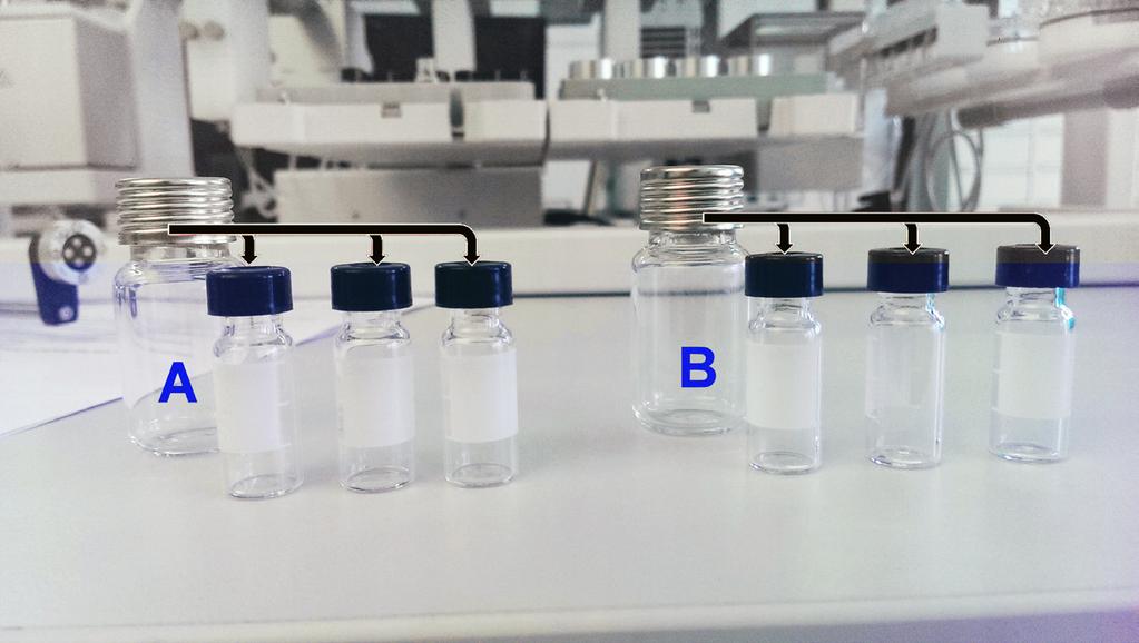 These sub solutions are then used to obtain the calibration solutions. The total volume of the sub solution is fixed at 5 ml to ensure enough solution for the dilutions.