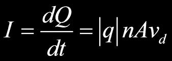 In the general expression for current and current density the charge q is