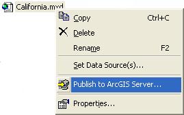 mxd) > Publish to ArcGIS Server wizard Right-click GIS server > Add New Service