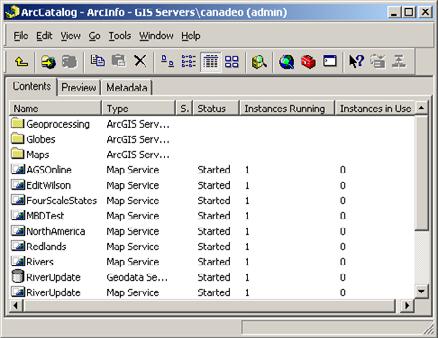 Manage SOC instances in ArcCatalog Start and stop
