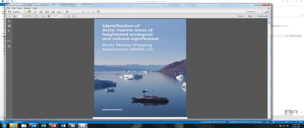 Some progress has been made in identifying significant marine areas with a 2013 report prepared by three of the Arctic Council s working groups + Identified a total of about 97 areas
