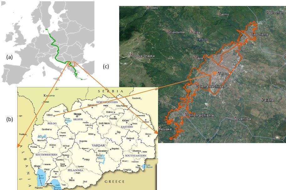 Physical Geography; Cartography; Geographic Information Systems & Spatial Planing Figure 1. (a) European route E65 green line; (b) Administrative Map of Republic of Macedonia (taken from http://www.