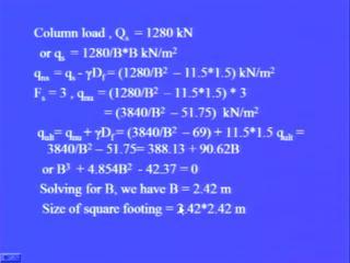 (Refer Slide Time: 09:01) Now, from the data given as that of column load is 1280 kilo Newton.