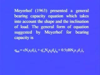 are being done by various researchers in the Terzaghi bearing capacity equation. So, that is general bearing capacity equation.