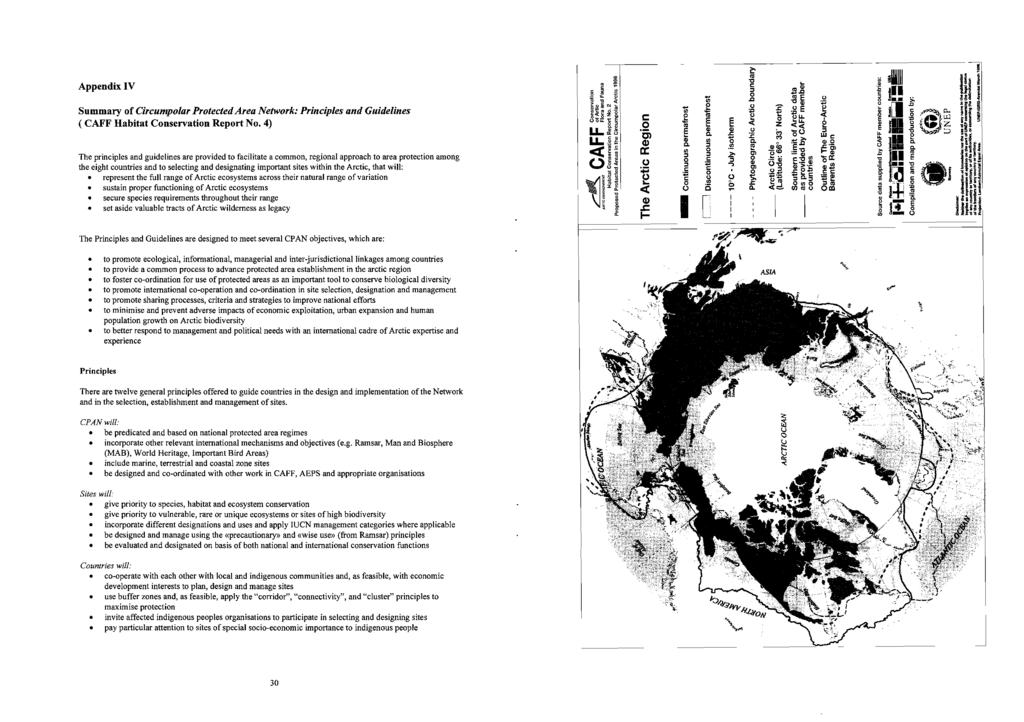 Appendix IV Summary of Circumpolar Protected Area Network: Principles and Guidelines ( CAFF Habitat Conservation Report No.