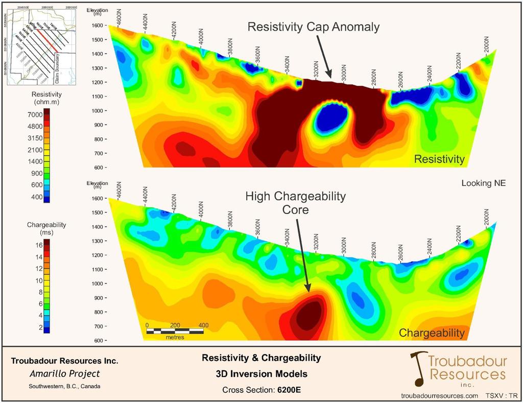 Amarillo Project - Chargeability Anomaly (Third Target) THIRD TARGET RESISTIVE CAP ANOMALY Pronounced, highly resistive cap overlies a strong
