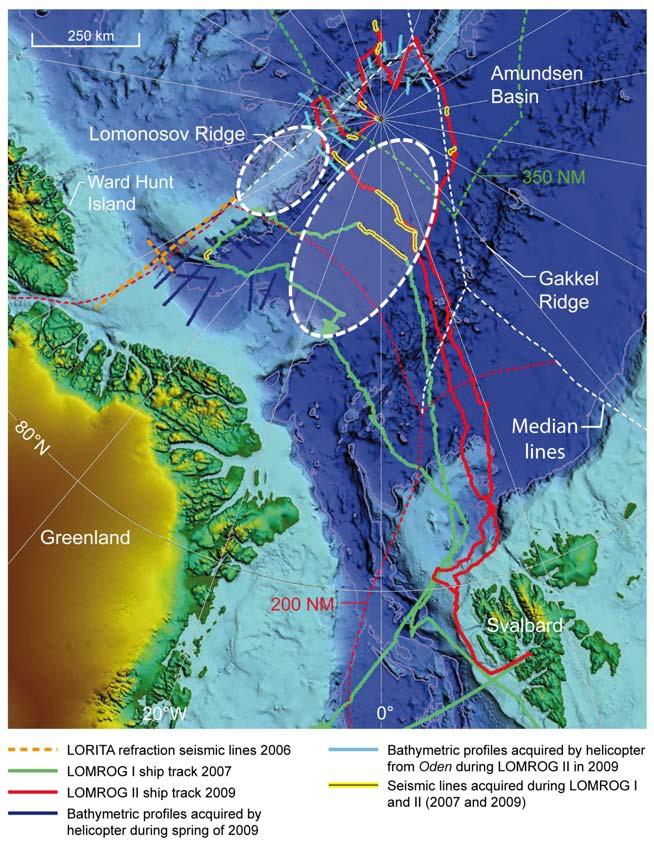 North of Greenland UNCLOS Documentation Field work from 2006 to 2009 Focus on the acquisition of bathymetric and seismic data.