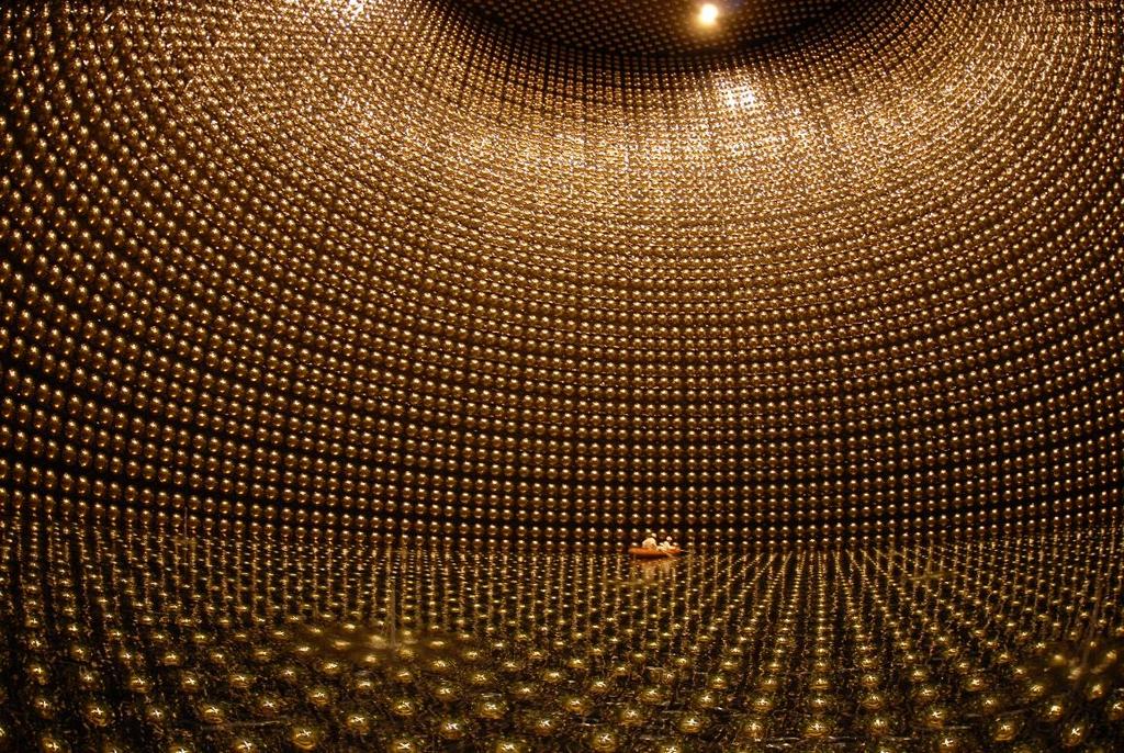 Neutrinos interact only very weakly interact with matter, so large detectors are used to record few neutrinos a day.