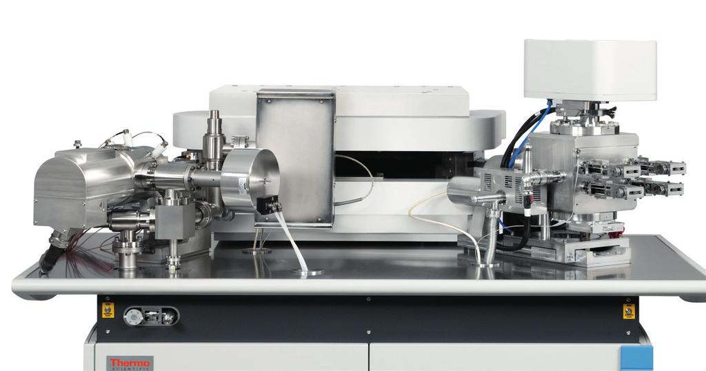 5 Static Vacuum Mass Spectrometer HELIX MC Plus The HELIX MC Plus mass spectrometer is a high resolution magnetic sector mass spectrometer designed for high precision isotopic analysis of small