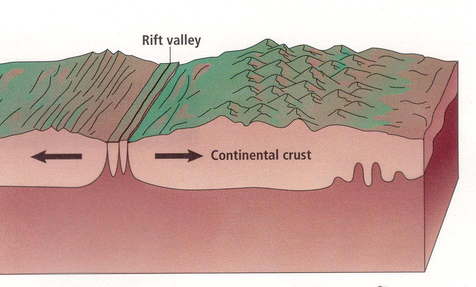 5. When continental plates diverge (move away) a