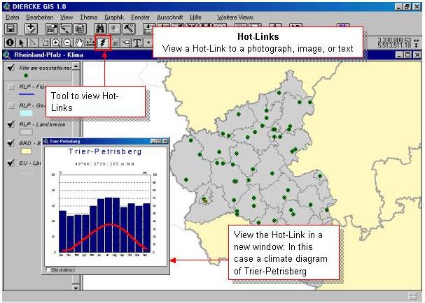 Figure 3: Applying Diercke GIS with own data Web-GIS - free GIS technology for Schools A second approach to introduce the use of GIS in schools is via the Internet, specifically mapping solutions.