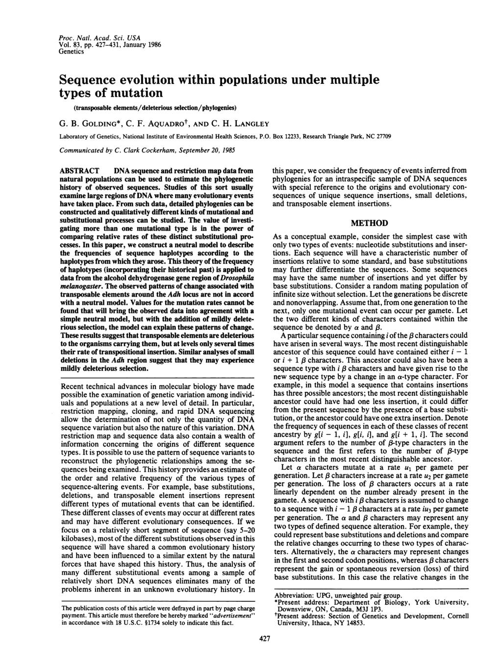 Proc. Natl. Acad. Sci. USA Vol. 83, pp.