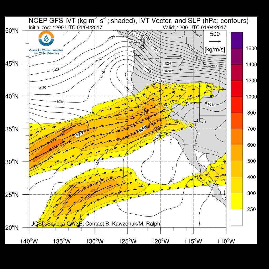 CW3E Atmospheric River Update Outlook Strong AR forecast to impact California this weekend - A strong AR with IVT as high as 1000 kg m -1 s -1 is forecast