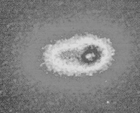 Fig. 10. HST WFPC2 V-band image of M31. The surface brightness contributed by the UV cluster coinciding with the component P2 has been clipped out.