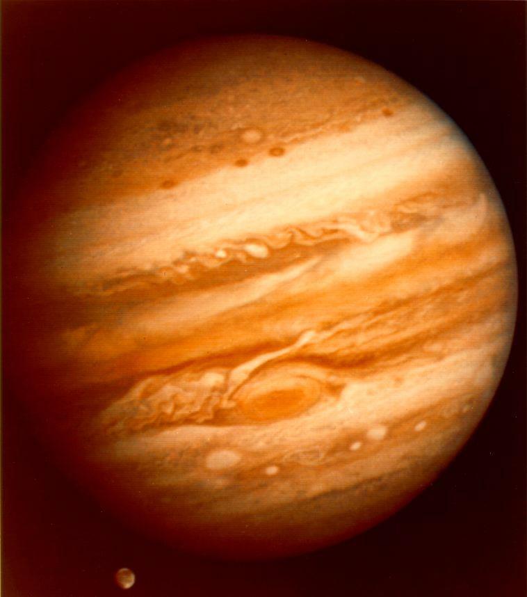 The first of the outer planets. Is the largest planet! Considered to be a gas giant made mostly of hydrogen and helium. Known for its giant red spot.