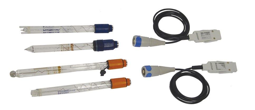 ALMEMO connecting cable for ph and redox probes Transducer cable with various electrodes Transducer High-impedance measuring amplifier (>500 Gohm), integrated in the ALMEMO connector Transducer